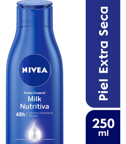 Imagen 2 de 2 de Crema para cuerpo Nivea Cuidado Corporal Milk Nutritiva en pomo 250mL