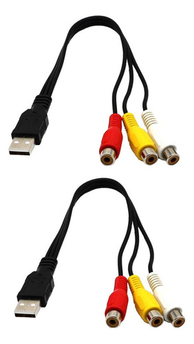 2 Piezas Triple Rca Audio / Video Av Adaptador Divisor