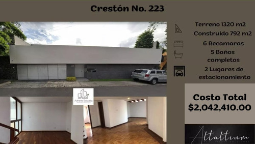 Casa En La Delegación  Álvaro Obregon, Col. Jardines Del Pedregal, Crestón No. 223, Cuenta Con 2 Lugares De Estacionamiento.  Nb10-di