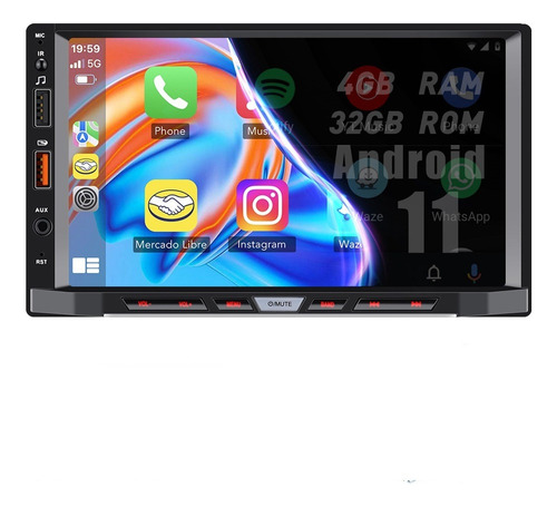 Auto Estéreo 2+32g 7 Pulgada Android11 Wifi Gps Con Cámar