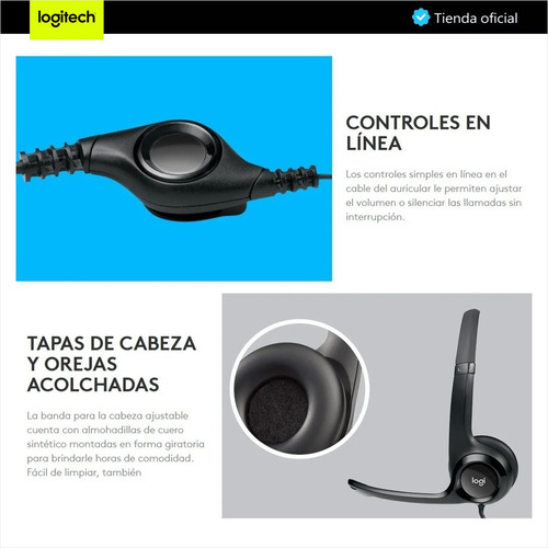 Logitech H390, Diadema Usb Estéreo Con Micrófono Y Controles