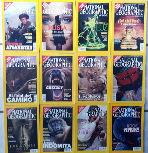 12 Ejemplares Revistas National Geographic Año 2001.   C20