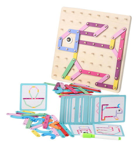 Juego De Juguetes De Geoplano De Madera, Juguete De Bloques