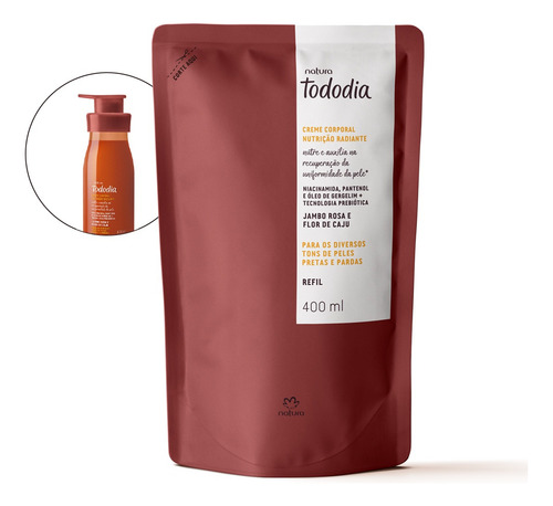 Refil De Hidratante Corporal Natura 400ml Diversos Jambo Rosa E Flor De Caju