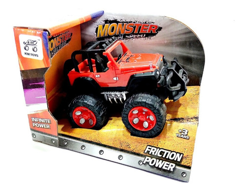 Auto Plastico Jeep Wrangler Monster 1:36 C/friccion Plastico