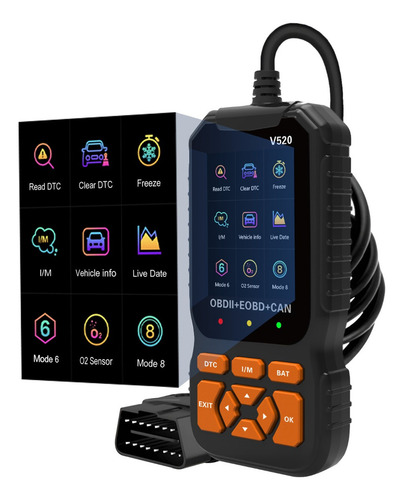 Leitor Obdii/eobd Com Diagnóstico, Reset E Modos 6 A 8