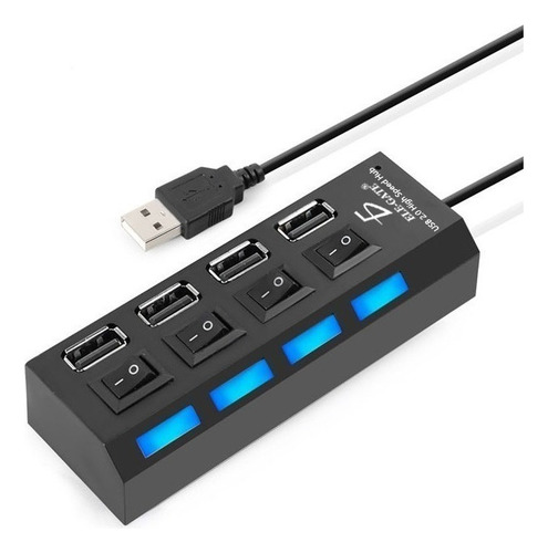 Hub Usb 2.0 4 Puertos Con Switch Led Alta Velocidad Lap Pc