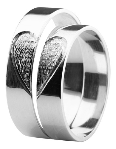 Par Alianzas Corazón Plata 925 4.5mm Compromiso Boda Novia 