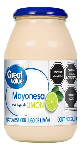 2 Pza Mayonesa Great Value Con Jugo De Limón 390 G