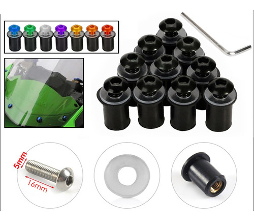 10 Set De Tuercas Tornillos Parabrisas Carenado Perno