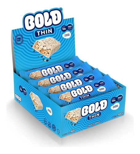 Bold Thin Cookies Cream Barra De Proteína Bold Snacks 12 Un