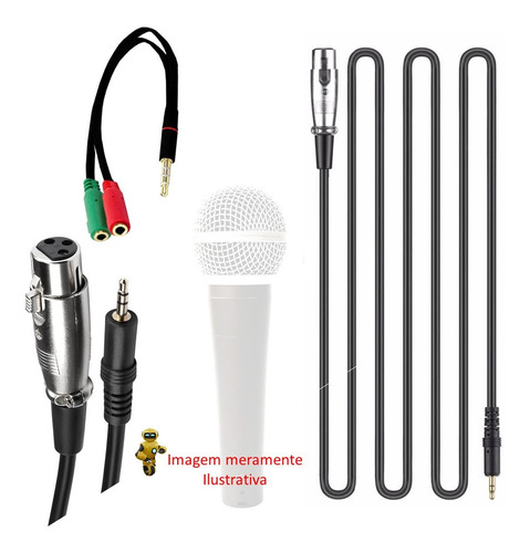 Imagem 4 de 4 de Cabo Xlr De Microfone 1.8m Com Adaptador P3 Para Celular
