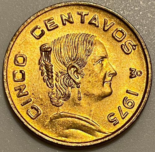 Mex12139 México 5 Centavos 1975 Error Doble Unc-bu Ayff