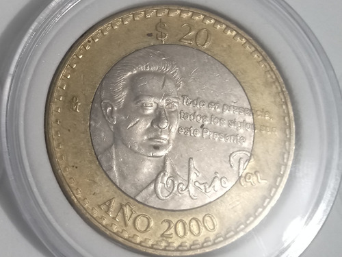 Moneda 20$ Octavio Paz 2000 Colección Conmemorativa Escasa