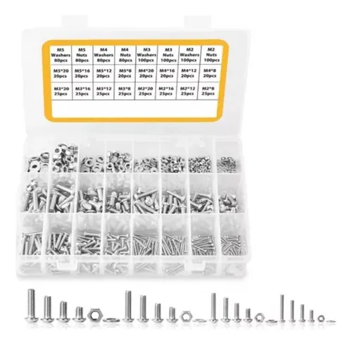 comprar Kit Tornillos Y Tuercas M2 M3 M4 C\u002F Arandelas 1080pcs Caja