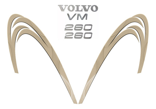Kit Adesivos Faixa Lateral Volvo Vm Athor 260 E Emblemas 