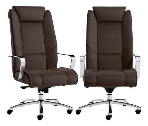 Kit 02 Cadeiras Presidente Executiva Onix Tecido Sint Marrom Material do estofamento Couro sintético