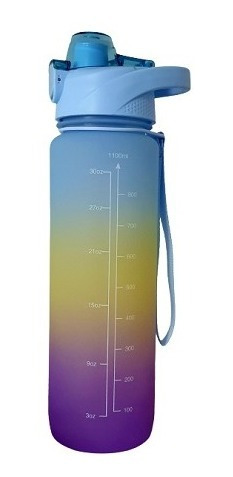 Botella Agua Motivacional Deportiva Gde 1000 Ml Color Azul