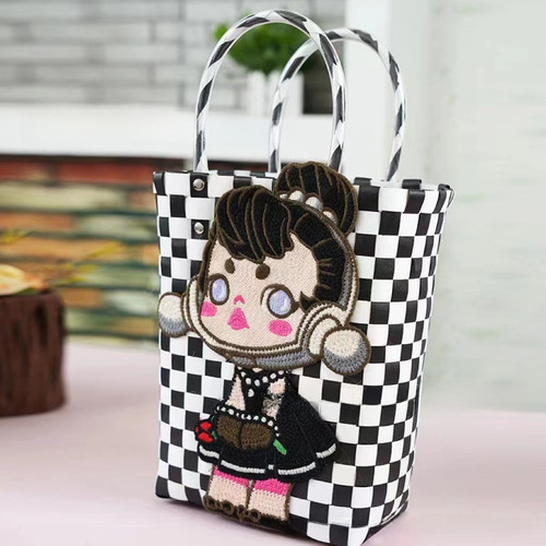 Bonita Bolsa Tejida Con Burbujas De Dibujos Animados, Lonche