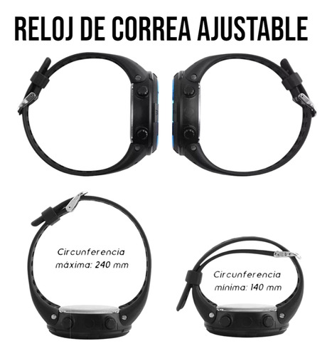 Reloj Hombre Casual Para Correr Y Nadar Con Correa Cómoda Negro Negro Negro