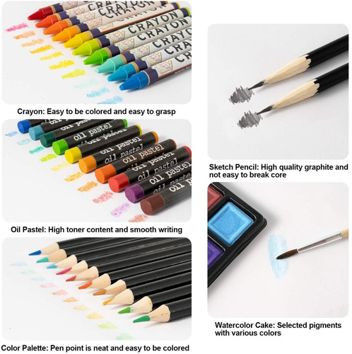 Imagen 3 de 6 de Kit De Artística Dibujo Profesional Colores Crayolas Arte