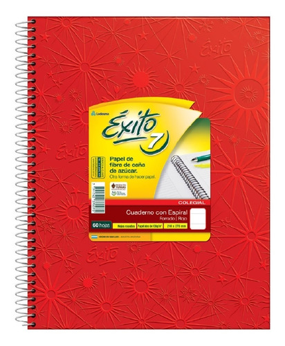 Cuaderno Exito E7 Espiralado 60 Hojas Rayado Rojo