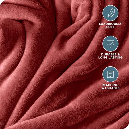 Frazada Manta Plush Flannel 240 X 190cm Térmica Ultra A Soft Bordó Liso