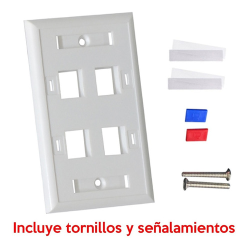 Face Plate Tapa Placa Rj45yrj11 4 Puerto Jackkeystone Kit5pz