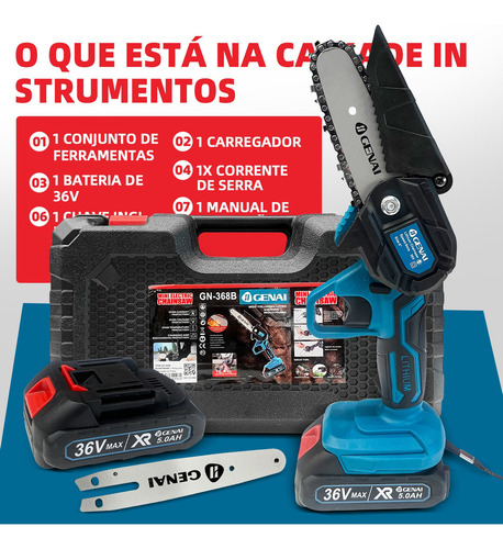 Mini Motosserra Eletrica Portatil 4 E 6 Polegado Cor Azul