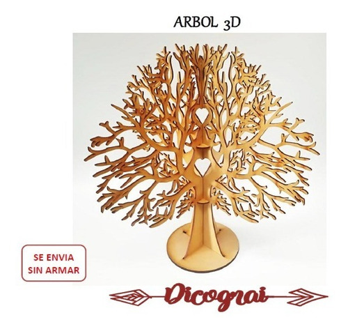 Arbol Decorativo 3d Mdf 3mm Sin Armar