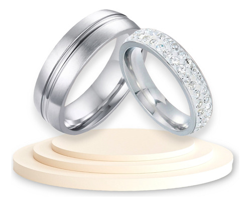 2 Anillos Suspiros Plateados De Promesa Para Novios Y Pareja