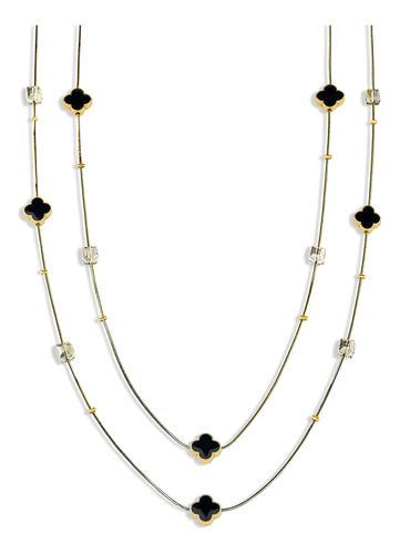 Pera Jewelry Collar De Trébol De Esmalte Negro Con Capa De C
