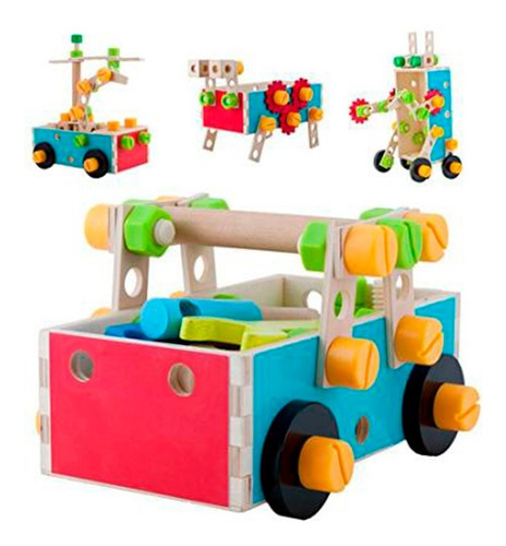 Imagen 3 de 10 de Acool Caja De Herramientas 50 Pcs Madera Didactico 7645