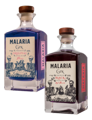 Gin Malaria Original + Black 700ml Artesanal Regalo Combo 