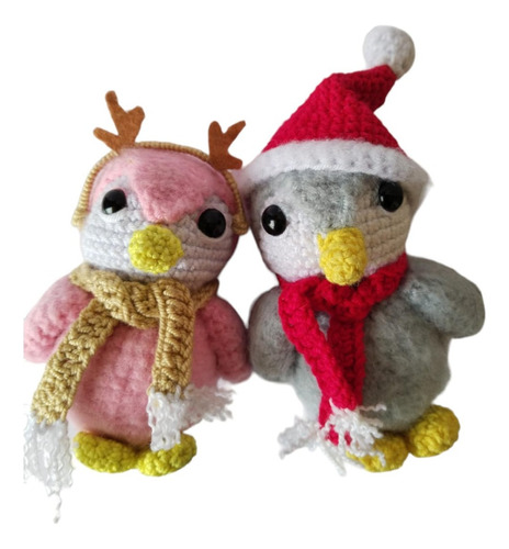 Amigurumi-peluche,muñeco Pareja De Pinguinos Navideños