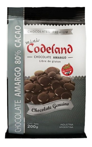 Imagen 1 de 3 de Chocolate  Amargo 80% Mini Codeland X 200 Grs