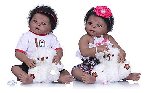 Anano 23 Inch Black Reborn Baby Twins Boy And Girl Tvxpn