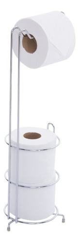 Porta Papel Higiênico Para Chão De Banheiro Suporte Com Rolo Cor Cinza-claro