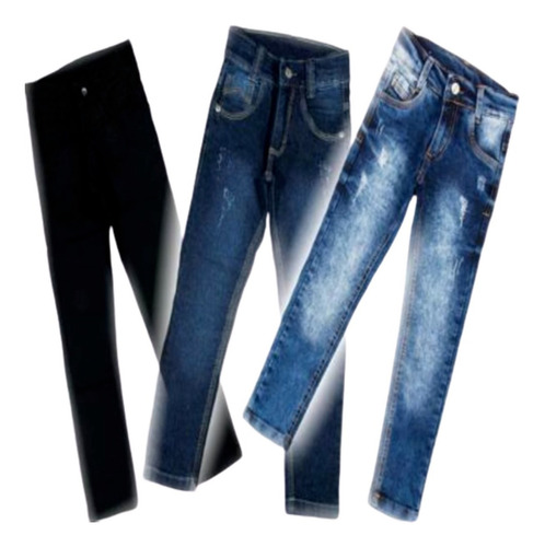 Imagem 8 de 10 de Kit 2 Calças Jeans Com Lycra Menino - Infantil E Juvenil