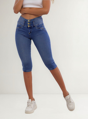 Flamingals Pantalones Capri Mujer Multibotones Skinny Jeans
