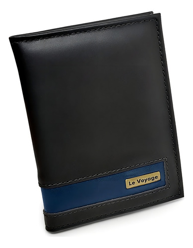 Billetera Le Voyage 245-00 con diseño Lisa color azul oscuro de cuero - 10.3cm x 7.8cm x 1cm