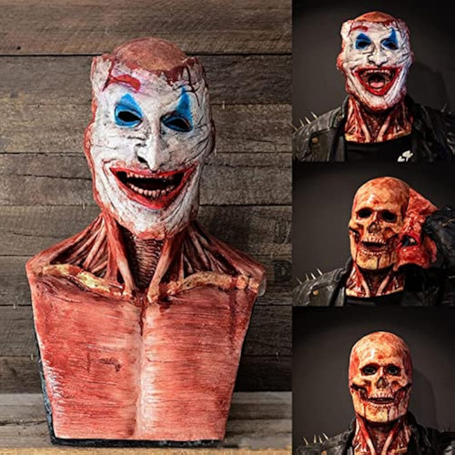 Máscara Aterradora De Halloween, Doble Capa De Joker Rasgada