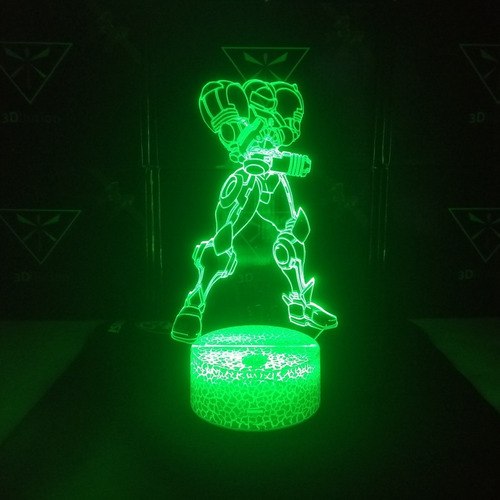 Lámpara 3d Samus Aran Metroid Base Agrietada +control Remoto
