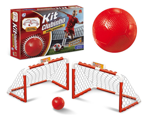 Kit Futebol Infantil Vermelho Com Traves + Bola E Placar