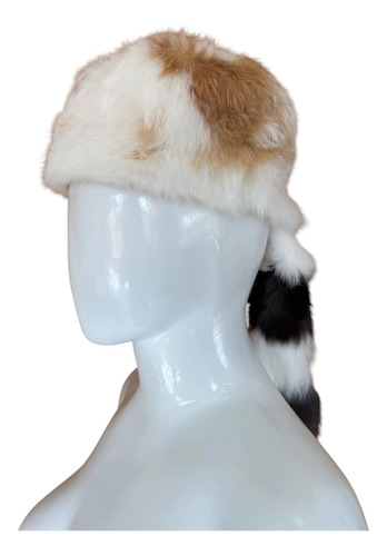 Gorro Cola Piel Conejo Mujer Peleteria Caqui Unitalla Geométrico (Usado)