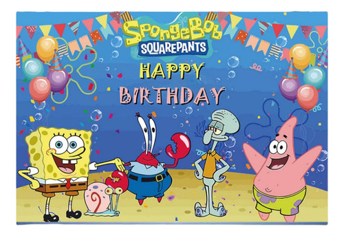 Fondo De Decoración De Bob Esponja De Fiesta De 150x100cm 2