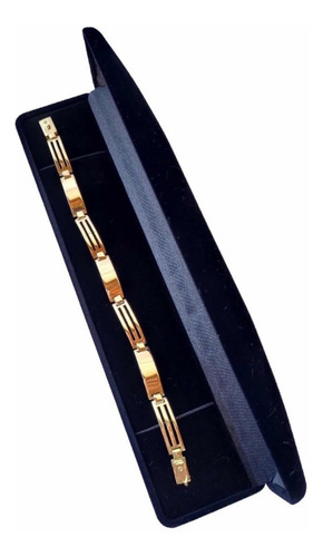 Pulseira Masculina Chapinhas Ouro 18k750 Com Batas Laterais
