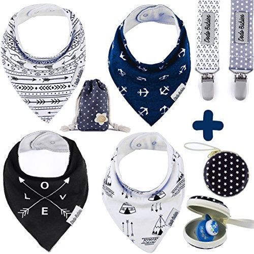 Baby Bandana Drool Baberos Por Dodo Babies 2 Chupete Clips C