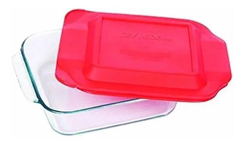 Fuente Pyrex Vidrio 2,5 L Cuadrada C/ Tapa Tienda Pepino