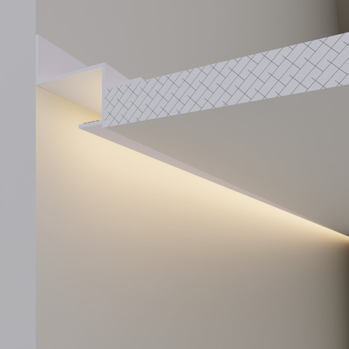 Perfil Aluminio Tabica P/ Fita De Led Drywall 3 Metros